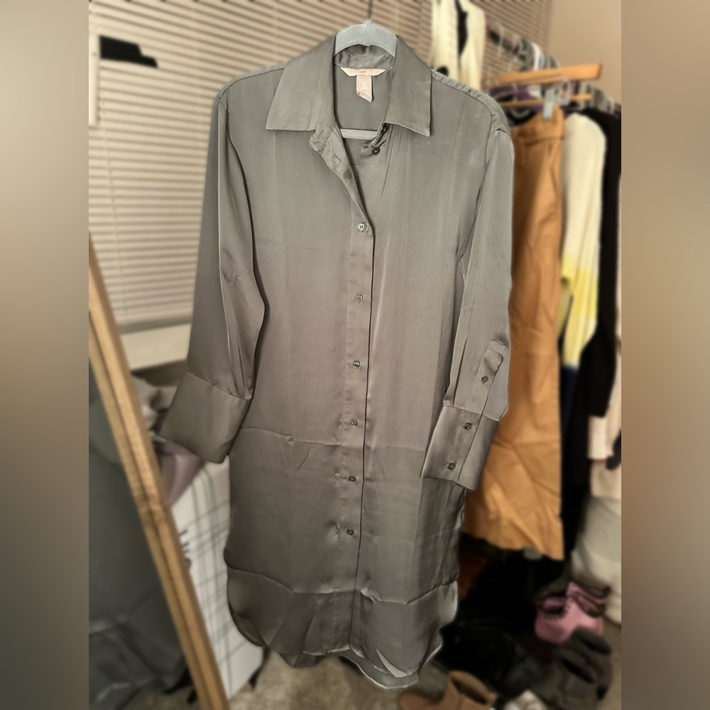 Silky Shirt Dress